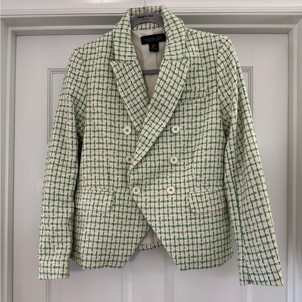 Green Tweed Double Breasted Blazer